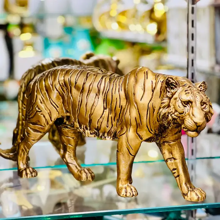 Golden Tiger Resin Statue