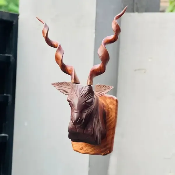 Handcrafted Solid Sheesham Wood Markhor Sculpture