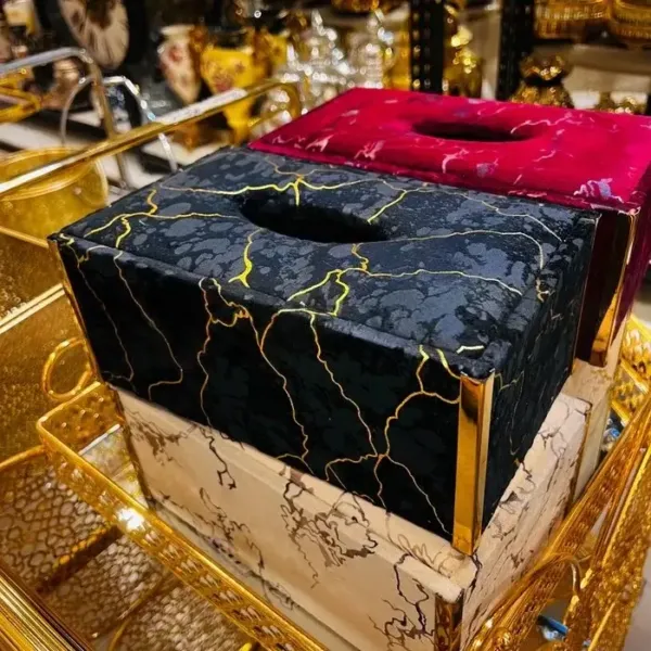 Leather Tissue Box Black