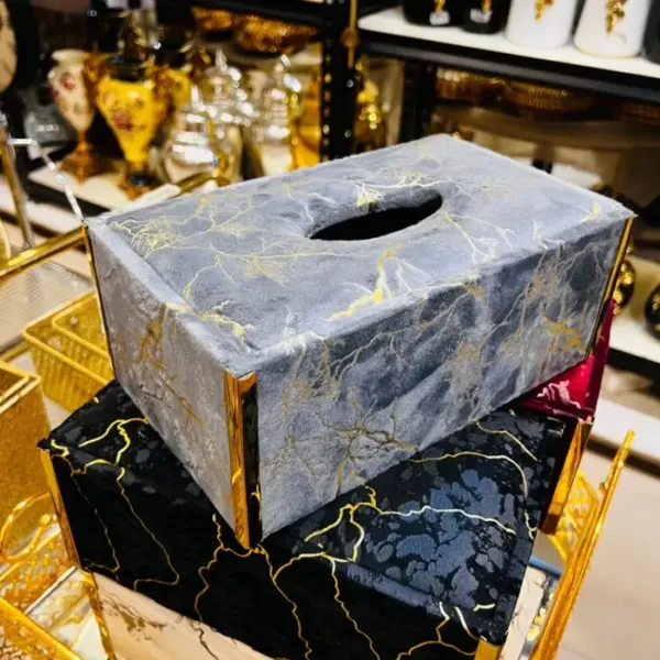 Leather Tissue Box Grey