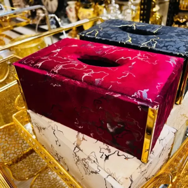 Leather Tissue Box Red