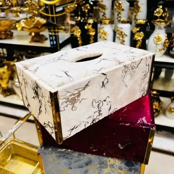 Leather Tissue Box White