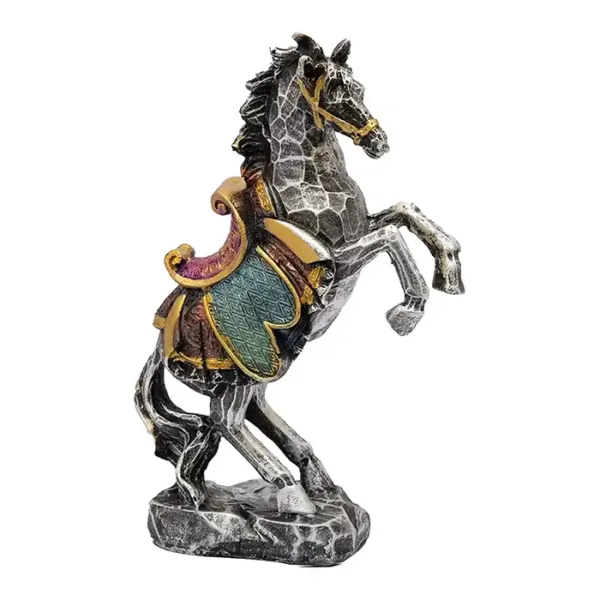 Standing Horse Resin Statue Silver